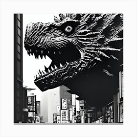 Godzilla Head In Tokyo Poster Shinjuku Street Printable Art Black And White Wall Art Original Photo Tokyo Print Vintage Japan Photo Canvas Print