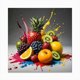 Tasty Fruits Splash Canvas Print