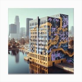 Graffiti Building In Los Angeles Canvas Print