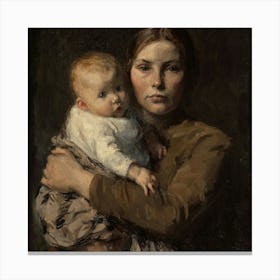 Woman Holding A Baby Canvas Print