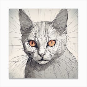 Abstract Cat Drawing Canvas Print