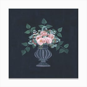 Pink Roses In A Vase Flowers Roses Vase Floral Bouquet Canvas Print