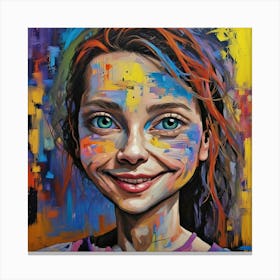 Girl With Colorful Paint Canvas Print