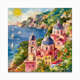 Amalfi Coast Impressions Sunny Day In Vibrant Oil (2) Canvas Print