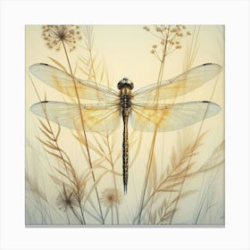 Dragonfly on a flower Canvas Print