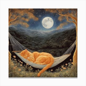 Orange Cat In Hammock Canvas Print