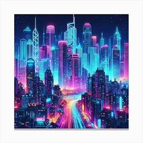 Neon Cityscape Canvas Print