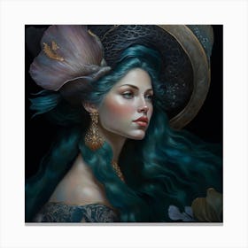 Girl With Blue Hair 1 Canvas Print