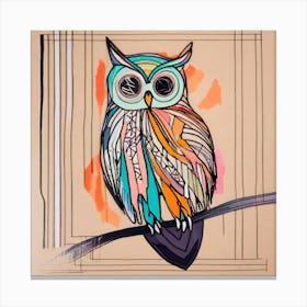 Owl On A Branch line Canvas Print