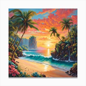 Sunset On The Beach Canvas Print