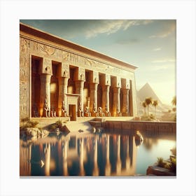 Ancient, Egyptian Temple, Adorned With Hieroglyphs, Photorealistic Canvas Print