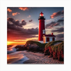 Lighthouse At Sunset 24 Canvas Print