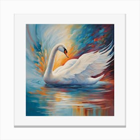 Swan in Lake Canvas Print