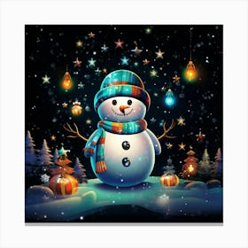 Snowman Christmas Background - Abstract Christmas Canvas Print