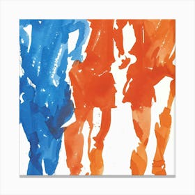 Two Runners In Blue And Orange Canvas Print