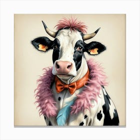 Cow With Feathers 4 Canvas Print