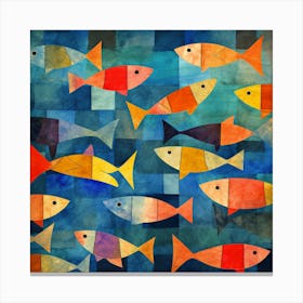 Maraclemente Fish Painting Style Of Paul Klee Seamless 5 Canvas Print
