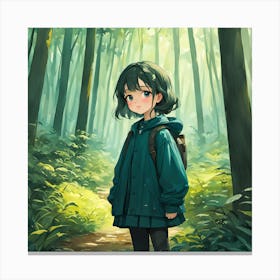 Anime Girl In The Forest 3 Canvas Print