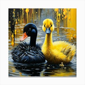 Two Ducks In The Water Canvas Print