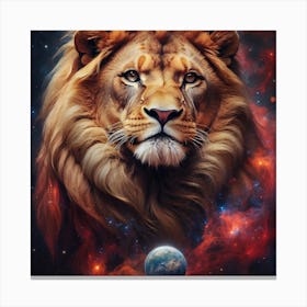 Lion In Space Canvas Print