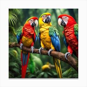 Parrots In The Rainforest Canvas Print