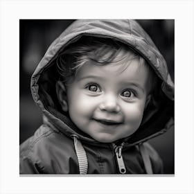 Black And White Portrait Of A Baby Canvas Print