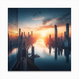 Sunset In Shanghai Canvas Print