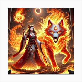 Yang Fire Wolf Summon Canvas Print