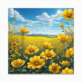 Sunflowers In The Field 7 Canvas Print