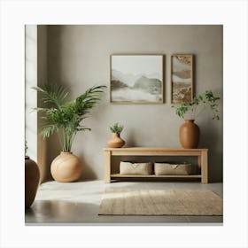 Room With Plants And A Bench Canvas Print