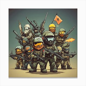 Group Of Soldiers With Guns 1 Canvas Print