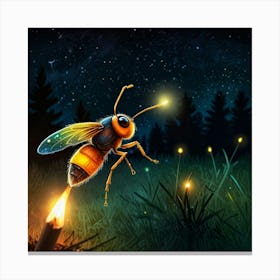 Bee Flying In The Night Canvas Print