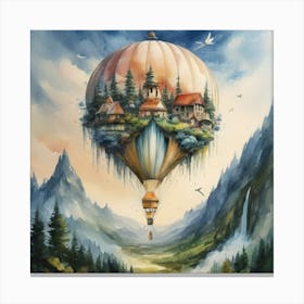 watercolor of a off white hot air balloon 2 Canvas Print