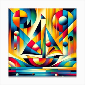 Geometric Art Sailboat 1 Canvas Print