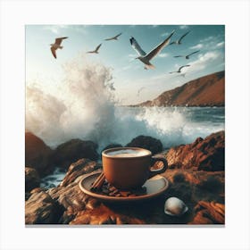 Coffee And Seagulls 1 Canvas Print