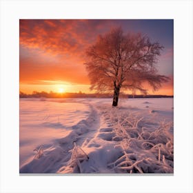 Sunset In The Snow Canvas Print