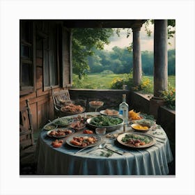 Meal On The Porch Canvas Print