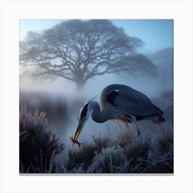 Heron In The Mist 3 Canvas Print