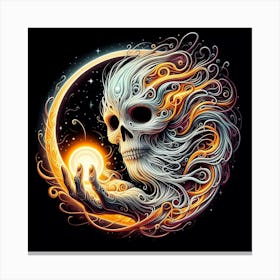 Skull In The Moonlight Canvas Print