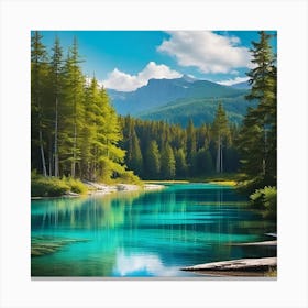 Blue Lake In The Mountains 6 Canvas Print