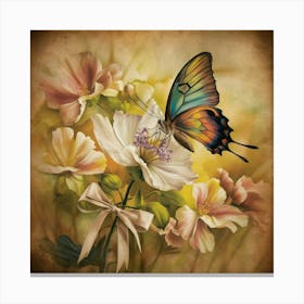 Butterfly And Flowers Canvas Print