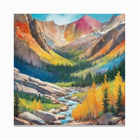 Colourful Abstract Rocky Mountain National Park Usa Art Canvas Print