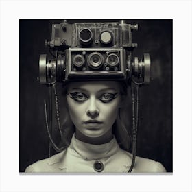 Girl With A Camera On Her Head Canvas Print