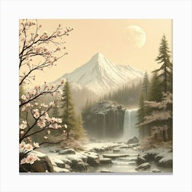 Waterfall In The Mountains 5 Canvas Print