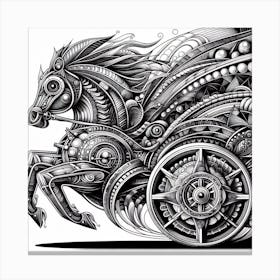 Mechanical Horse Drawing Canvas Print