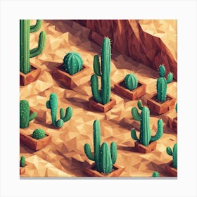 Low Poly Cactus Garden Canvas Print