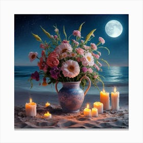 Night At The Beach 1 Canvas Print