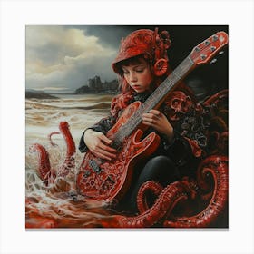 Octopus Girl with Guitar Canvas Print