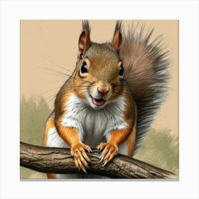 Squirrel On A Branch 2 Canvas Print