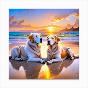 Two Dogs On The Beach Canvas Print